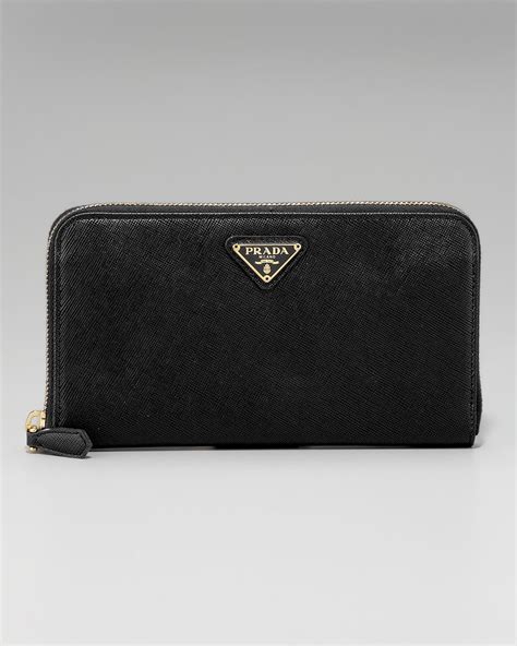 prada black wallet zip|Prada saffiano zipper wallet.